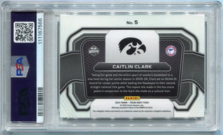 Caitlin Clark 2024 Panini Prizm Draft Picks Campus Legends RC #5 PSA Graded 9