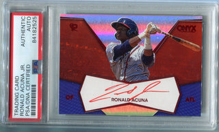 Ronald Acuna Jr. 2017 Onyx Authenticated Autographed Red Rookie Card (PSA)