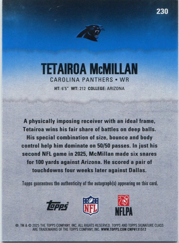 Tetairoa McMillan 2025 Topps Signature Class Autographed RC #230