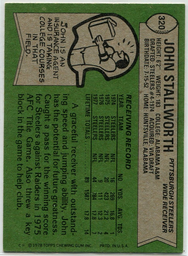 John Stallworth 1978 Topps Card #320