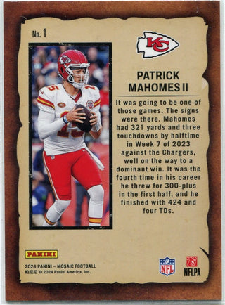Patrick Mahomes II 2024 Panini Mosaic Notoriety Card #1