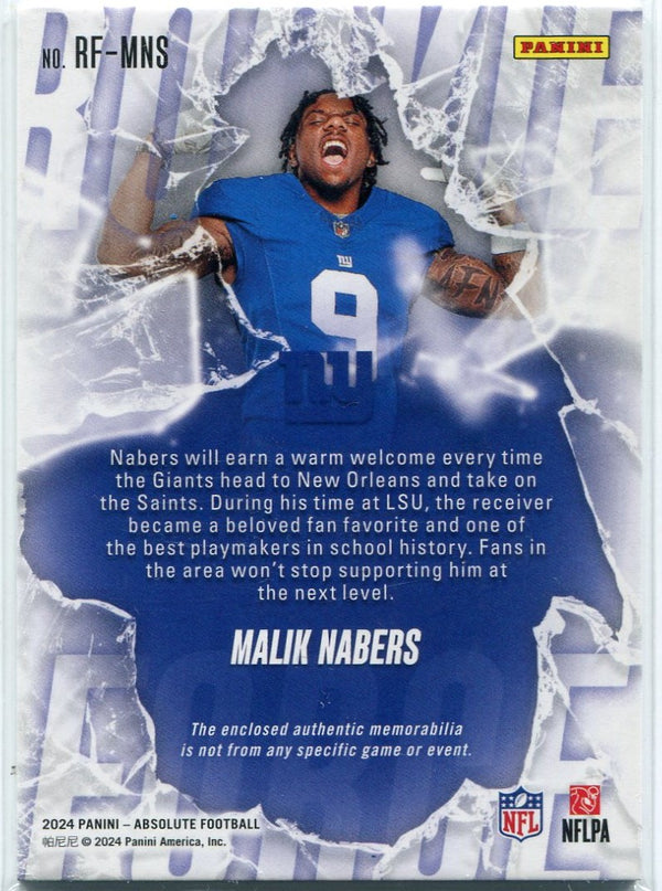 Malik Nabers 2024 Panini Absolute Jersey RC #RF-MNS