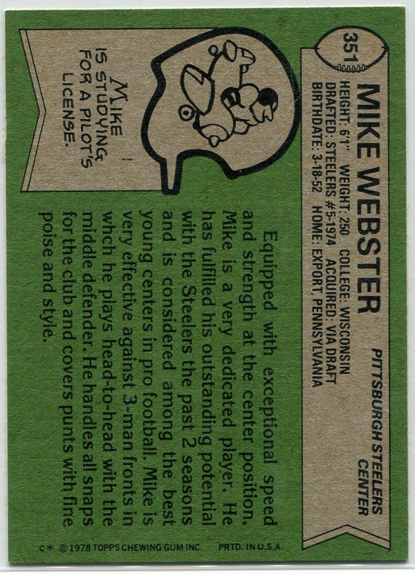 Mike Webster 1978 Topps Card #351