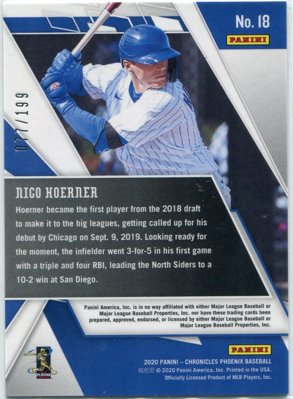 Nico Hoerner 2020 Panini Chronicles Phoenix Ruby Wave Prizm RC #18 77/199