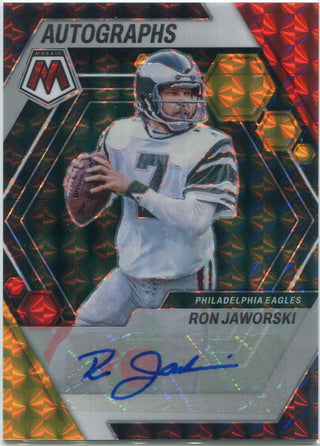 Ron Jaworksi 2023 Panini Mosaic Autographed Red & Yellow Choice Prizm Card #AM-RJ