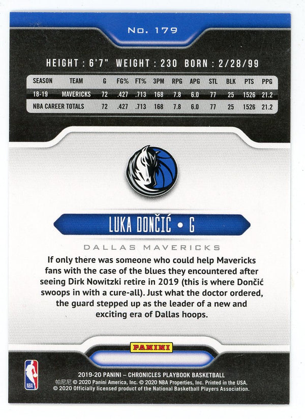 Luka Doncic 2019 Panini Chronicles Playbook Card #179