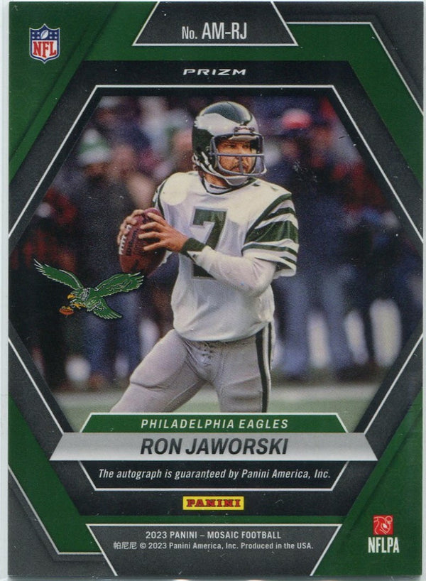 Ron Jaworksi 2023 Panini Mosaic Autographed Red & Yellow Choice Prizm Card #AM-RJ