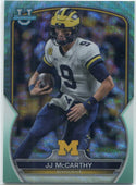 JJ McCarthy 2022 Bowman Chrome University Aqua Wave Refractor RC #48 144/299