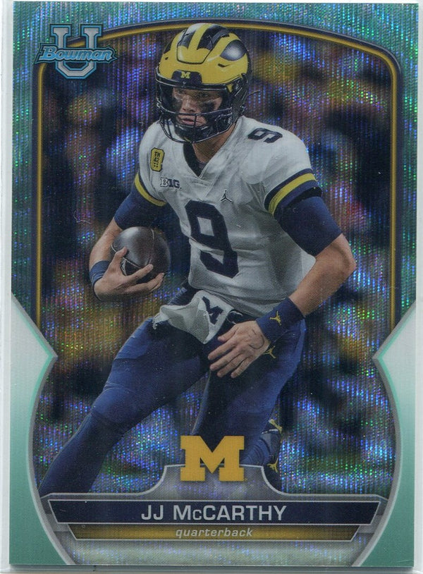 JJ McCarthy 2022 Bowman Chrome University Aqua Wave Refractor RC #48 144/299