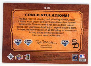 Greg Maddux / Khalil Greene/ Tony Gwynn / Trevor Hoffman 2008 Upper Deck Quad Swatch Patch Relics #215