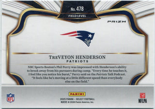 TreVeyon Henderson 2025 Panini Select Field Level Silver Prizm RC #478