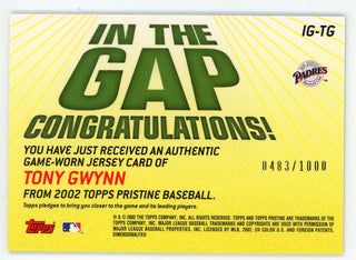 Tony Gwynn 2002 Topps In The Gap Patch Relic #IG-TG