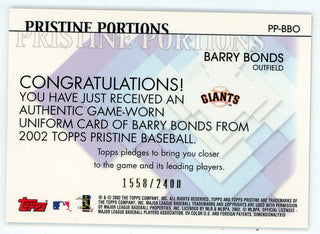 Barry Bonds 2002 Topps Pristine Portions Patch Relic #PP-BBO