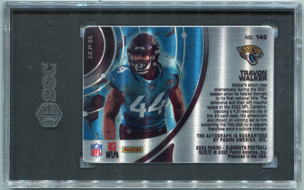 Travon Walker 2022 Panini Elements Rookie Steel Signatures Autographed RC #143 15/27 SGC Graded 10/8.5