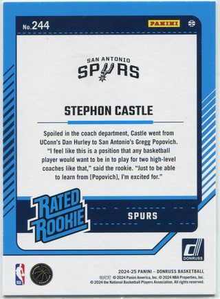 Stephon Castle 2024 - 2025 Panini Donruss Rated Rookie RC #244