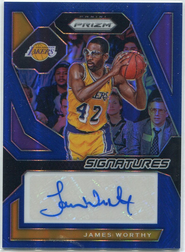 James Worthy 2023 - 2024 Panini Prizm Signatures Autographed Blue Prizm Card #SIG-JWT 38/49