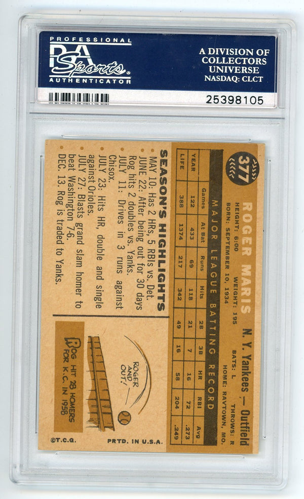 Roger Maris 1960 Topps Card #377 PSA 5