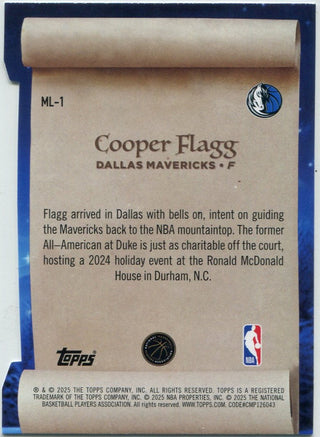 Cooper Flagg 2025 - 2026 Topps Making The Nice List RC #ML-1