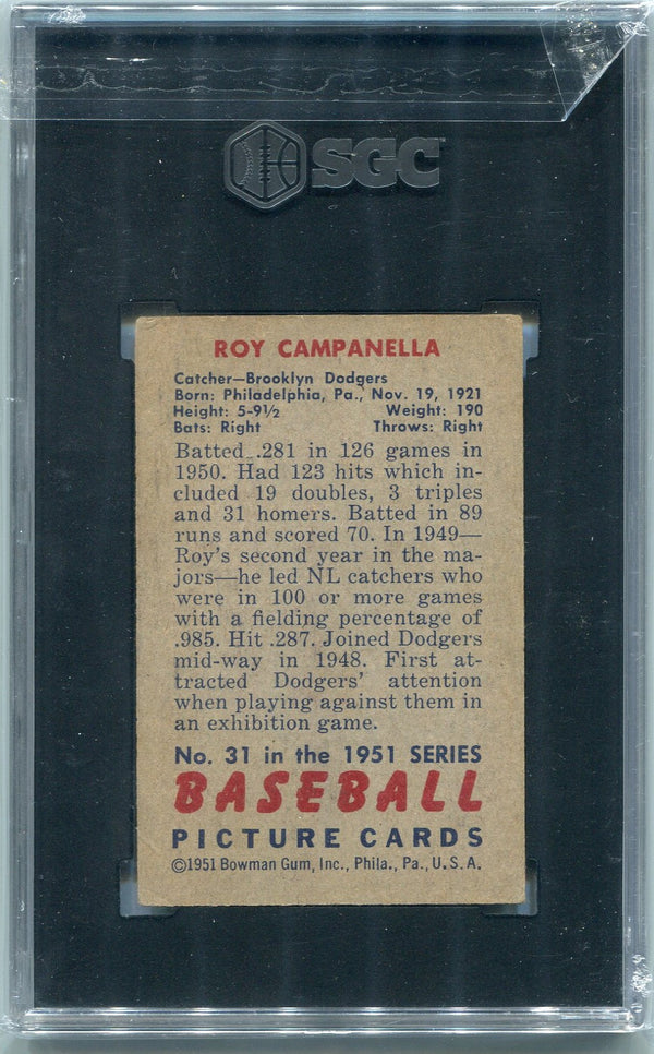 Roy Campanella 1951 Bowman Card #31 SGC 3