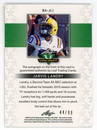 Jarvis Landry 2014 Leaf Orange Valiant #BA-JL1 Card 44/99