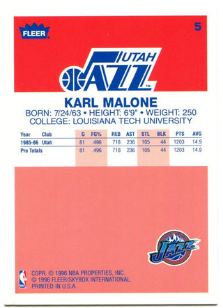 Karl Malone Fleer Premier Decade of Excellence 1986-1996