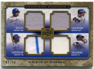 Jose Reyes/Carlos Beltran/Carlos Delgado/Johan Santana 2008 Upper Deck Piece Of History Quad Jersey Card #FM4-3 89/99