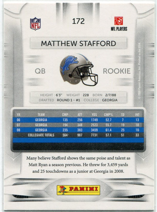 Matthew Stafford 2009 Panini Prestige RC #172