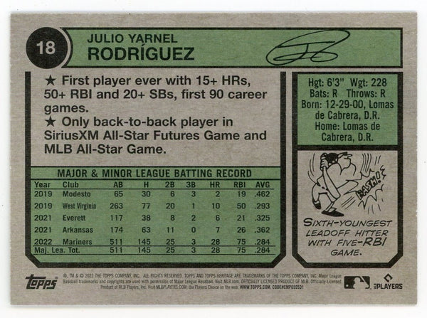 Julio Rodriguez 2023 Topps Heritage #18 Card