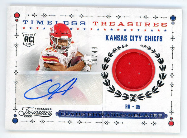 Clyde Edwards Helaire 2020 Panini Chronicles Timeless Treasures Autographed Patch Relic #TK-CEH