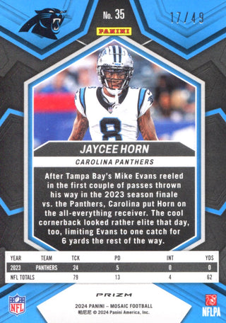 Jaycee Horn 2024 Panini Mosaic Prizm Card #35 #17/49