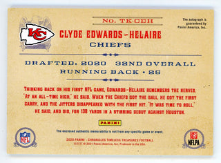 Clyde Edwards Helaire 2020 Panini Chronicles Timeless Treasures Autographed Patch Relic #TK-CEH