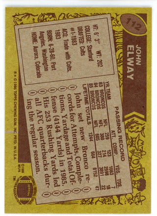 John Elway 1986 Topps Card #112