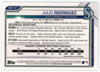 Julio Rodriguez 2021 Topps Bowman Chrome #BCP-231 Card