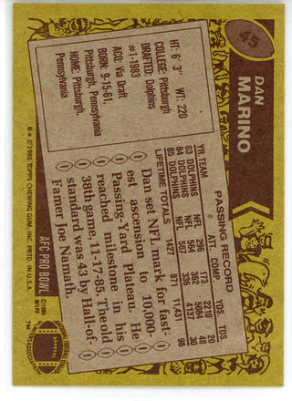 Dan Marino 1986 Topps All-Pro Card #45