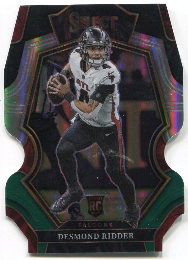 Desmond Ridder 2022 Panini Select Black & Green Prizm Die Cut Rookie Card