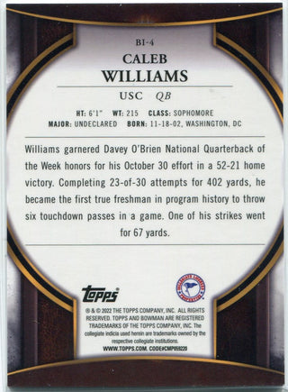 Caleb Williams 2022 Bowman Chrome Invicta RC #BI-4