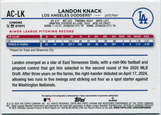 Landon Knack 2024 Topps Chrome Update Autographed Blue Refractor RC 7/150