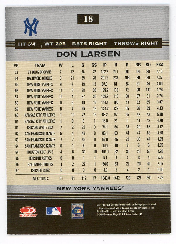 Don Larsen 2005 Donruss Greats Autograph #18