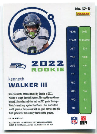 Kenneth Walker III 2022 Panini Chronicles Dynagon Silver Prizm Rookie Card