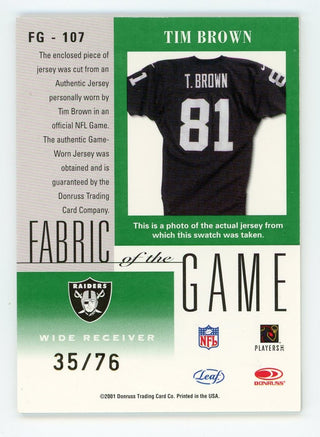 Tim Brown 2001 Donruss Fabric of the Game #FG-107 Card 35/76