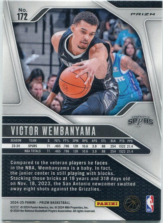 Victor Wembanyama 2024 - 2025 Panini Prizm Green Prizm Card #172
