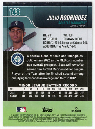 Julio Rodriguez 2022 Topps Stadium Club Rookie #148 Card
