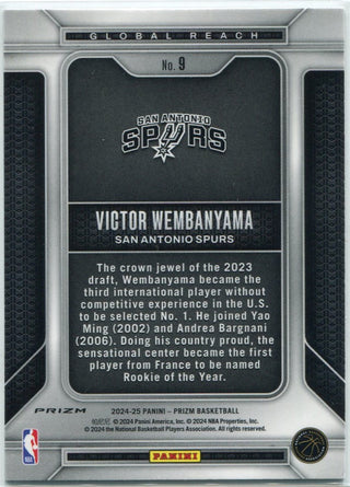 Victor Wembanyama 2024 - 2025 Panini Prizm Global Reach Silver Prizm Card #9