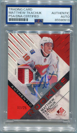 Matthew Tkachuk 2016 - 2017 Upper Deck SP Game Used 2 Color Patch/Autographed RC #108 11/25 PSA/DNA Certified