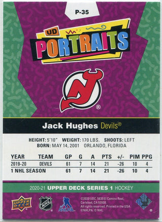 Jack Hughes 2020 - 2021 Upper Deck Portraits Card #P-35