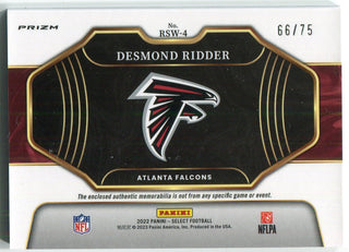 Desmond Ridder 2022 Panini Select White Prizm Rookie Swatches Card /75