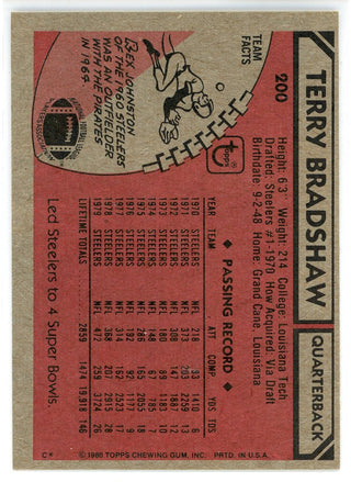 Terry Bradshaw 1980 Topps Card #200