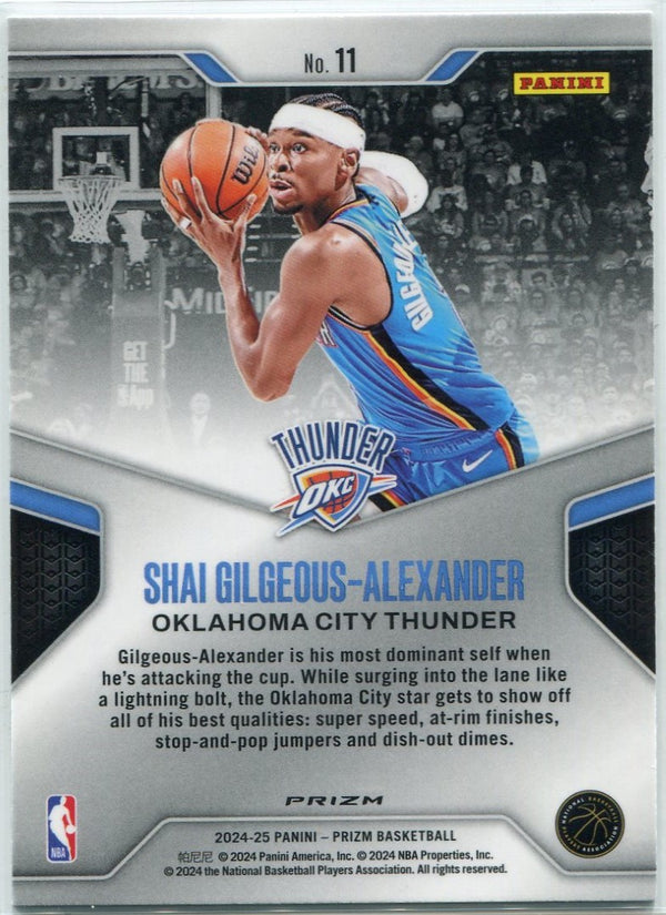 Shai Gilgeous-Alexander 2024 - 2025 Panini Prizm Dominance Silver Prizm Card #11