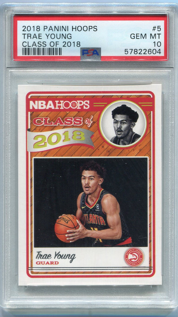 Trae Young 2018 - 2019 Panini Hoops Class Of 2018 RC #5 PSA Graded 10