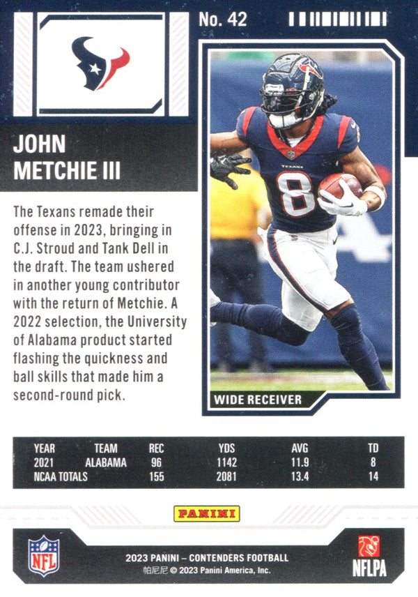 John Metchie III 2023 Panini Contenders Rookie Card #42